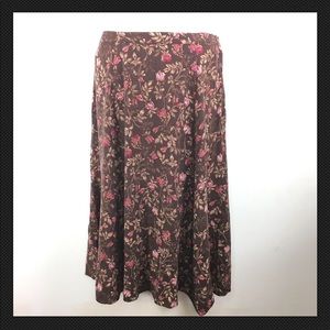 Katy D Kathryn Deene Skirt 18 Brown Floral Maxi R7